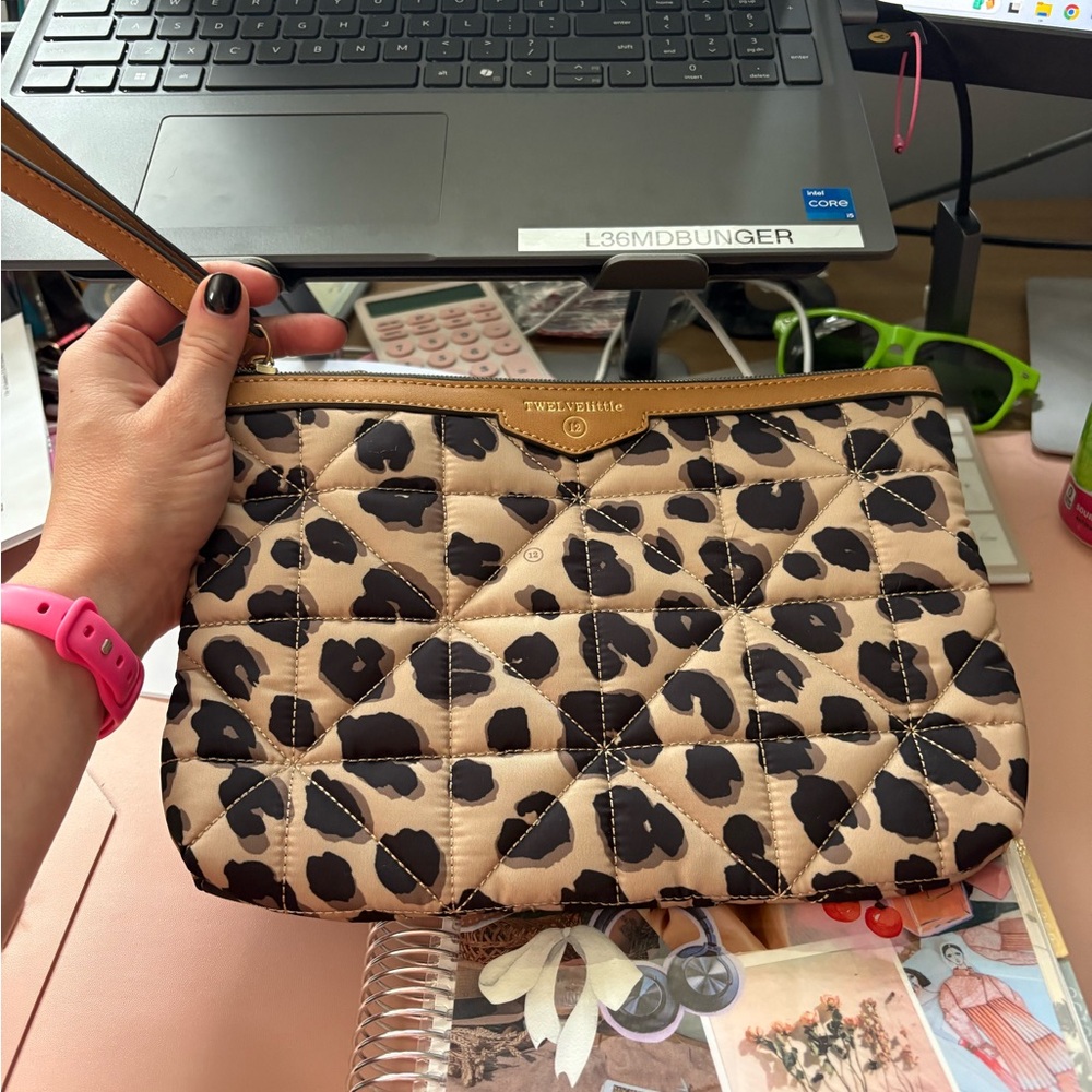 Twelve little Leopard Print Quilted Wristlet